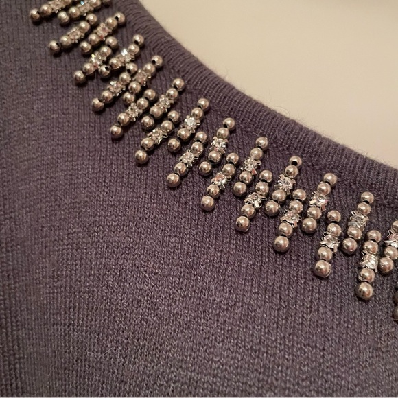 Preston & York Women’s Embellished Neckline Gray Cardigan Sweater Size Large - Picture 7 of 9
